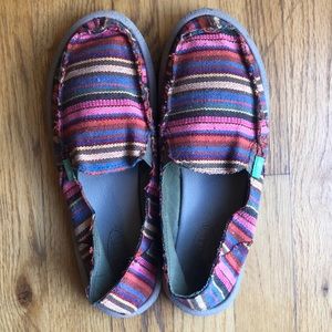 Sanuk Sidewalk Surfer Striped Women Size 8